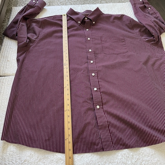 Oak Hill Men's Button Down Shirt Size 3XL Maroon & White Pinstripe Wrinkle Free - Picture 12 of 13